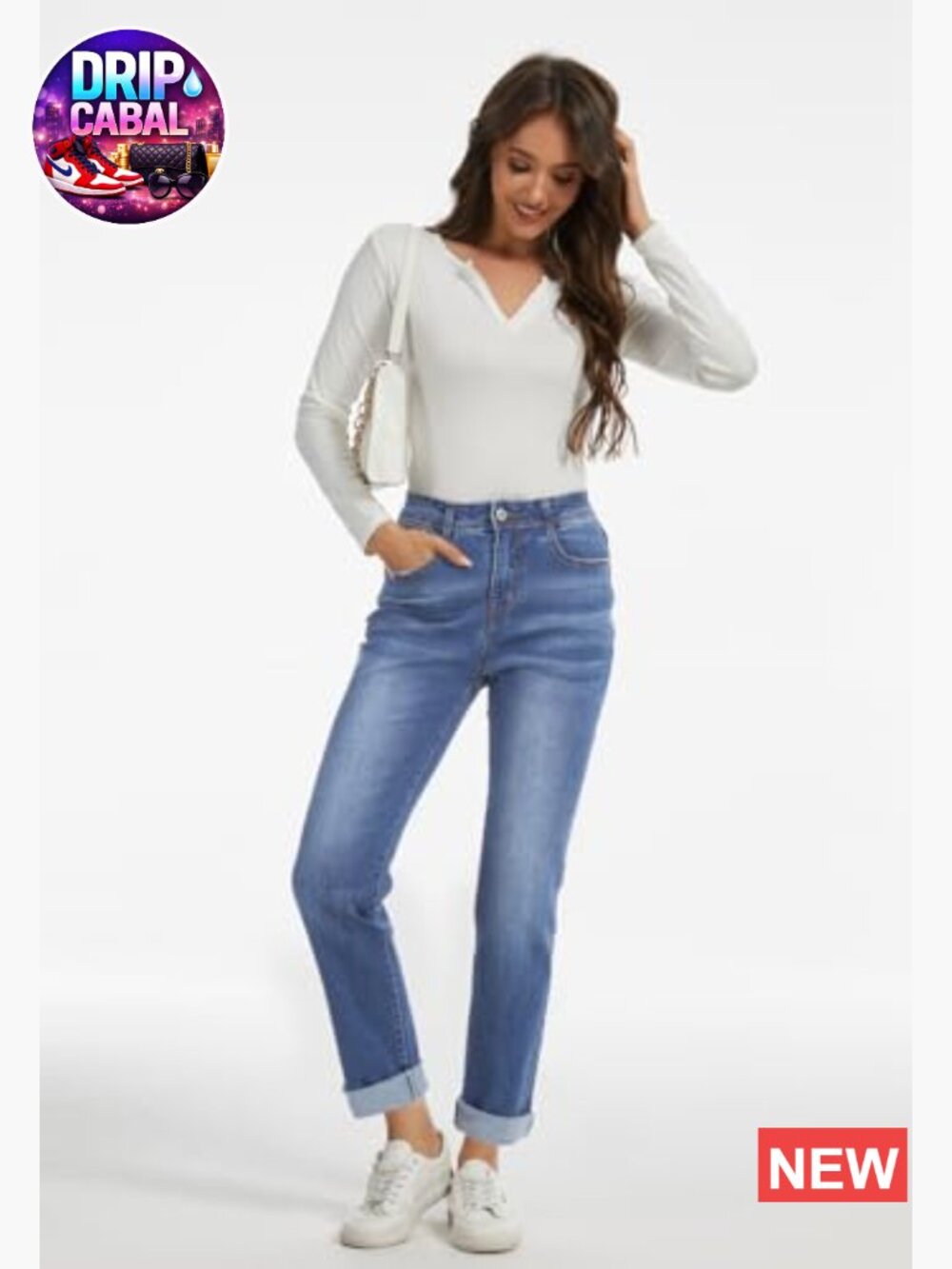 Mid Rise Straight Leg Stretchy Denim Jeans Casual Classic - Picture 6 of 7